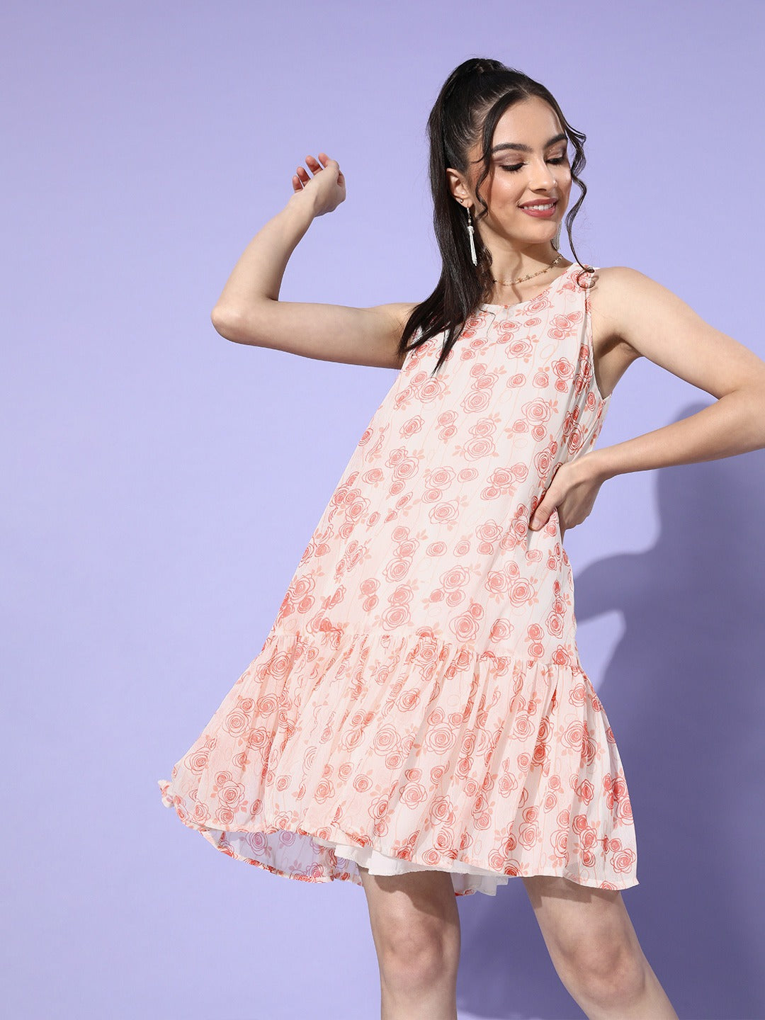 Black Mini Floral Dress