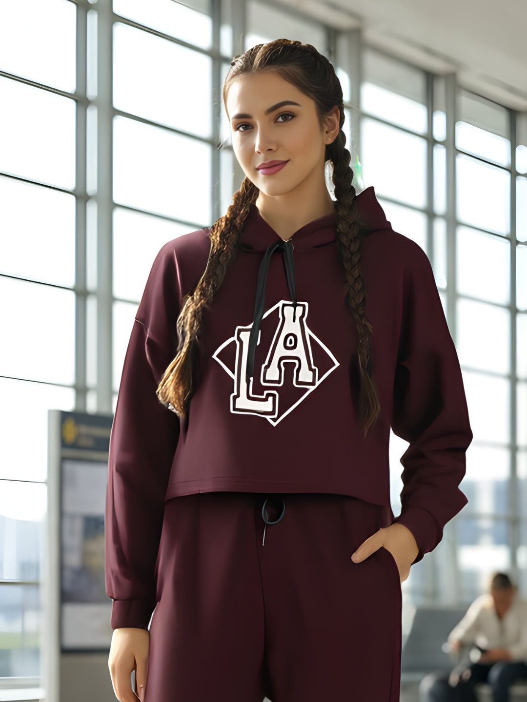 Wine Crop Sweatshirt for Women | Stylish Wine Hoodie for Casual Wear
