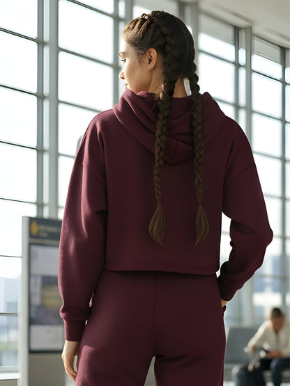 Wine Crop Sweatshirt for Women | Stylish Wine Hoodie for Casual Wear