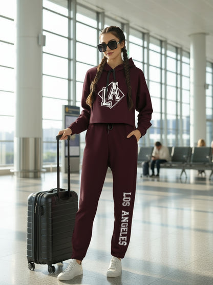 Wine Crop Sweatshirt for Women | Stylish Wine Hoodie for Casual Wear