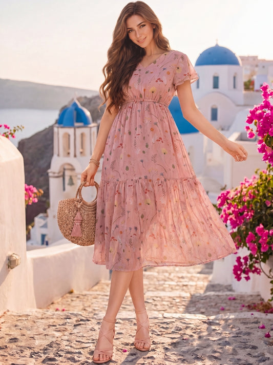 Chiffon fit & flare Knee Dress