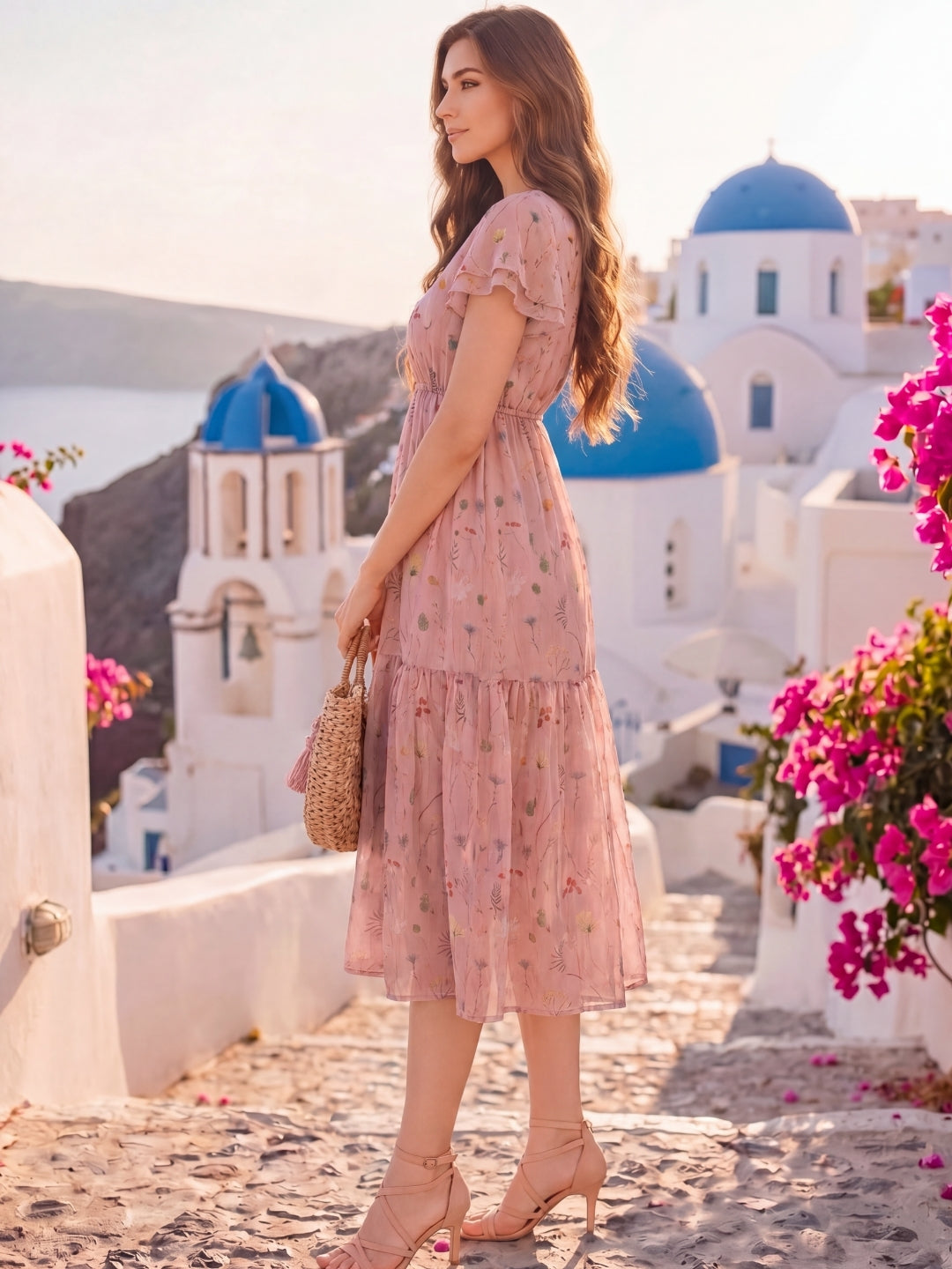 Chiffon fit & flare Knee Dress