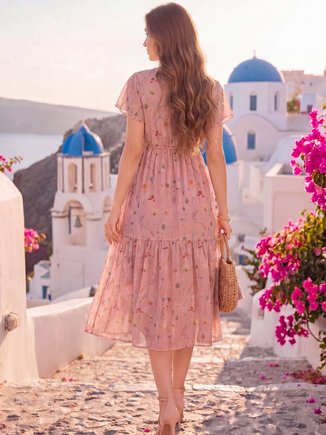 Chiffon fit & flare Knee Dress