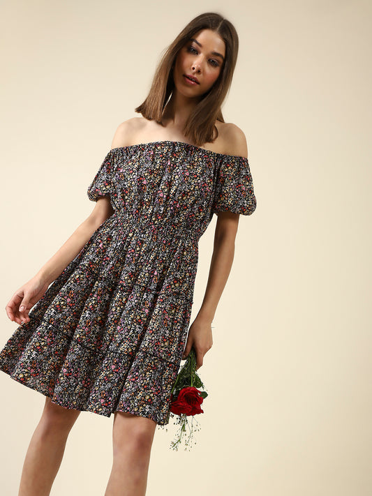 Black Fit-flare MiniDress