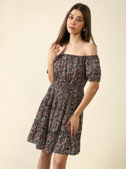 Black Fit-flare MiniDress