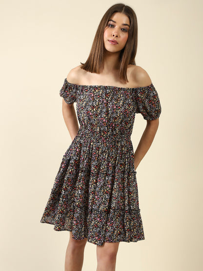 Black Fit-flare MiniDress