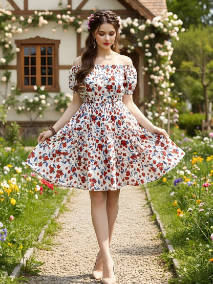 Sera White A-Line Printed Mini Dress