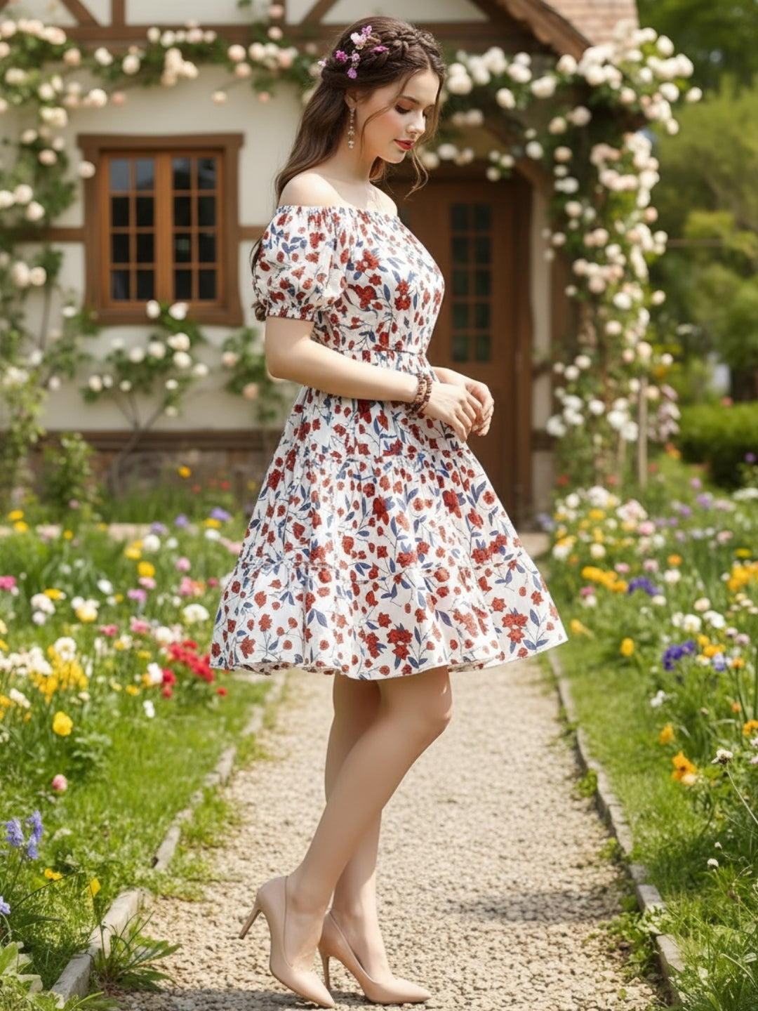 Sera White A-Line Printed Mini Dress