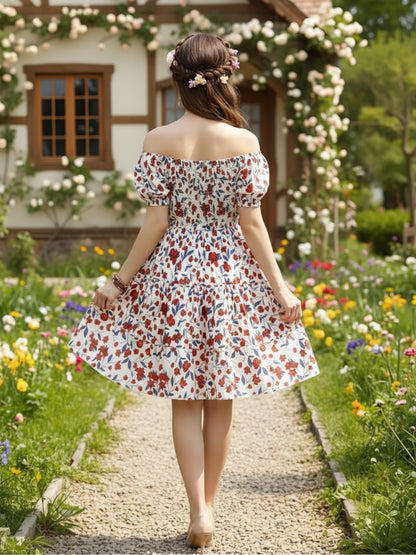 Sera White A-Line Printed Mini Dress