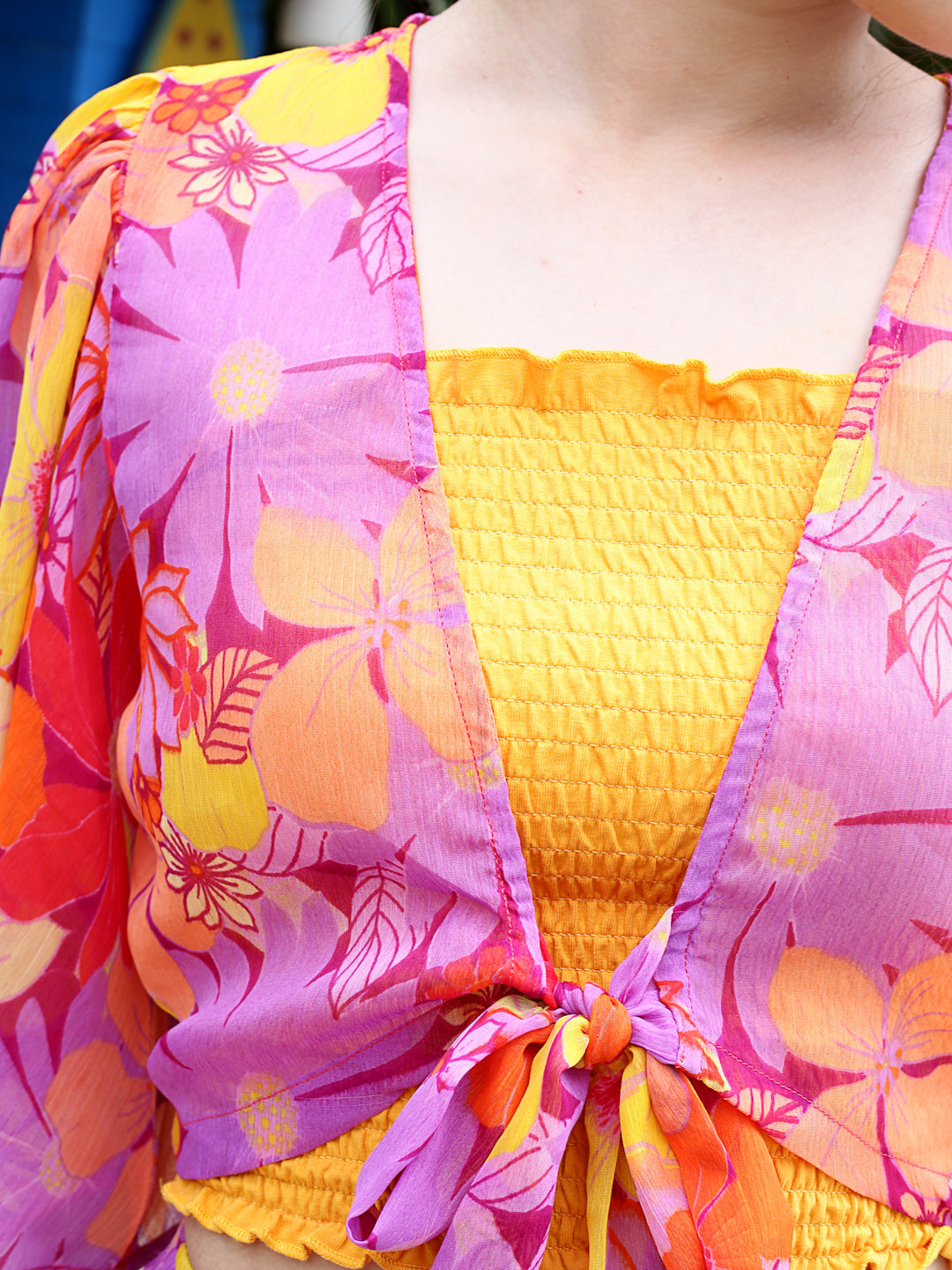 Multi Floral Crop Shrug