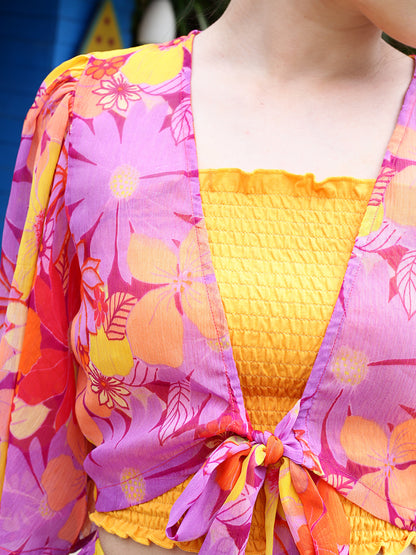 Multi Floral Crop Shrug