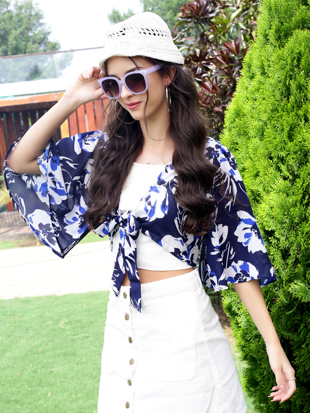 Floral tie up shrug