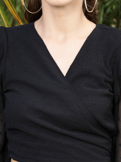 Sera WomenSolid V-Neck Crop Tops