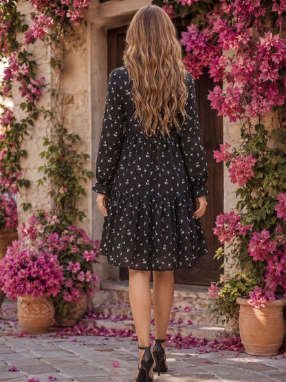 Crepe Floral A-Line Knee Dress