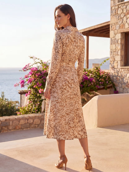 Satin Animal Print Maxi Dress