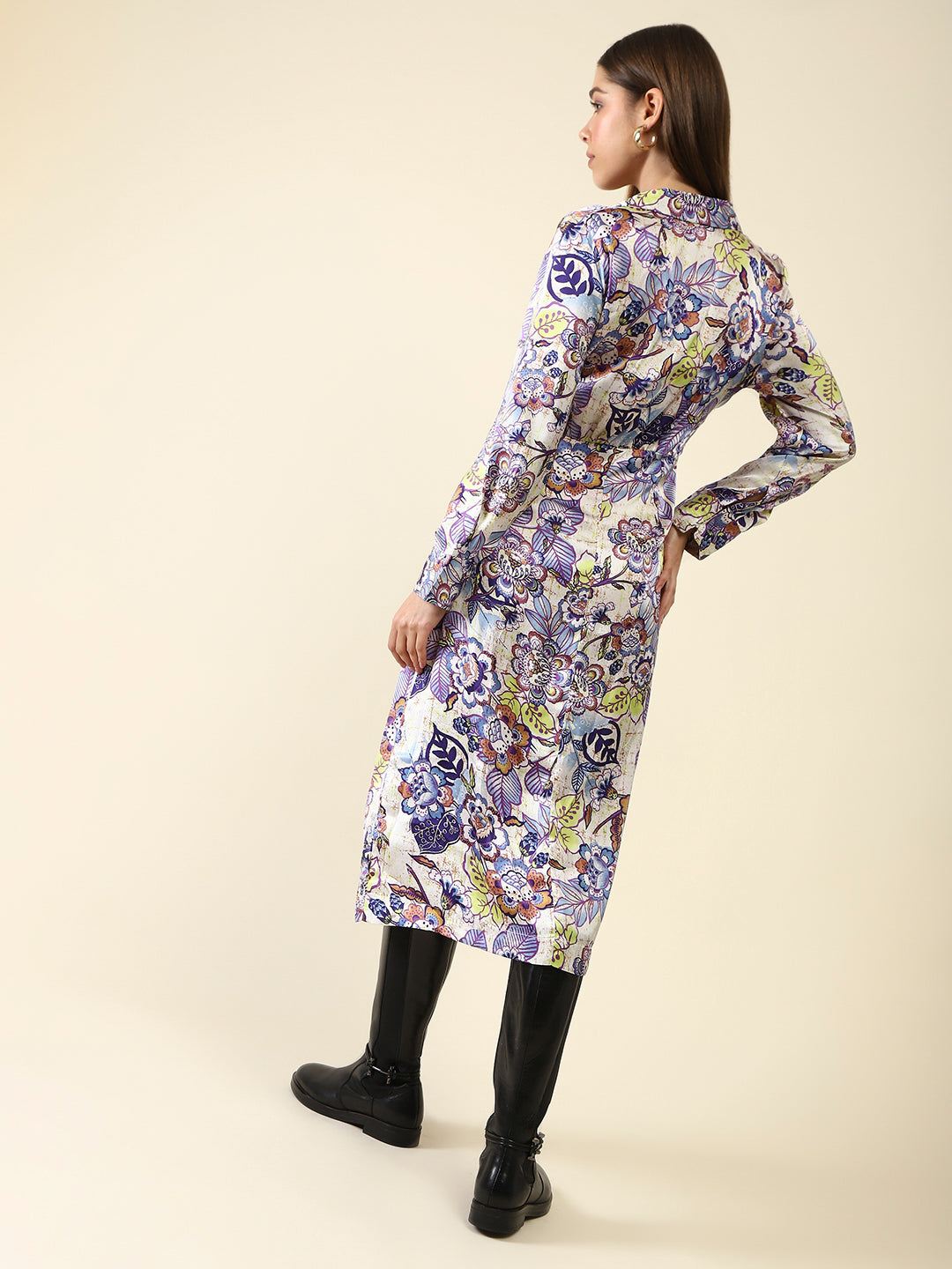 Purple Print Wrap Dress