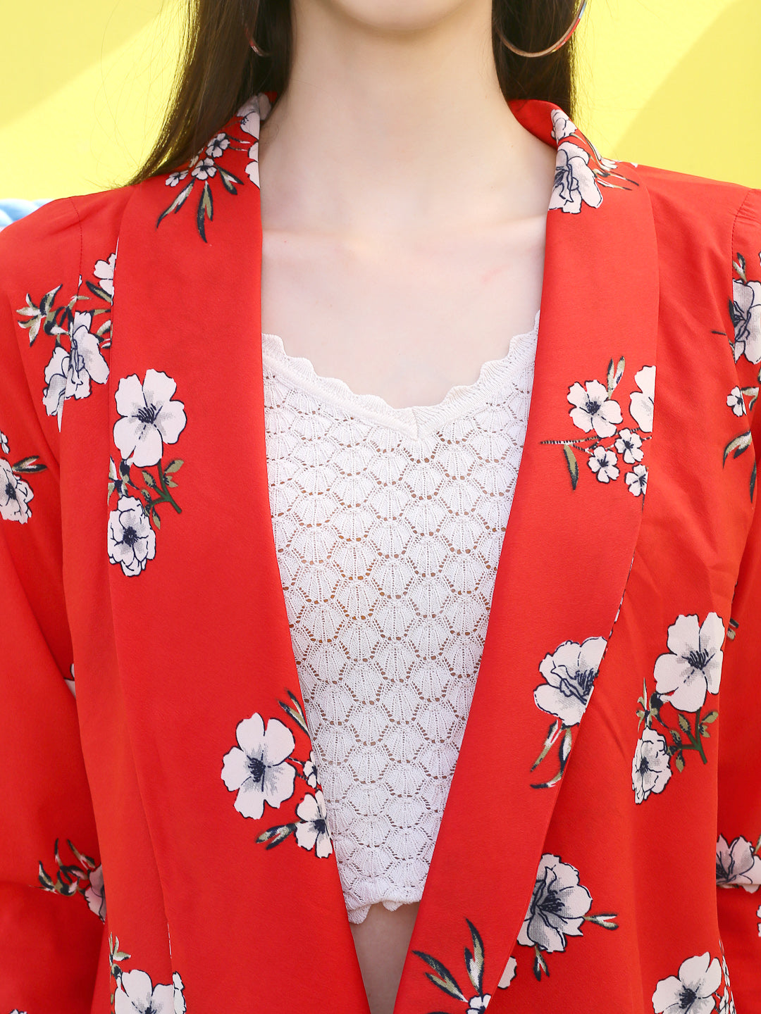 Red Print crop open Shrug