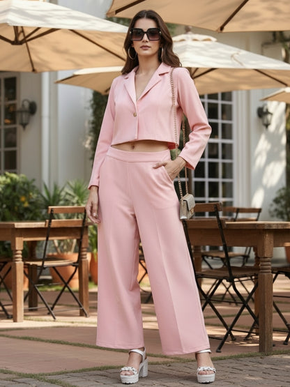 Sera Women Solid Long Sleeves Mandarin Collar Co-ord-Set
