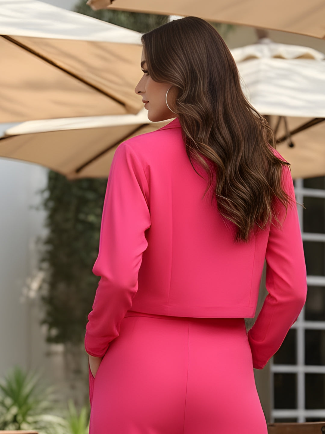 Trendy Fuchsia Crop Blazer for Women | Stylish Pink Jacket for Party & Casual Wear