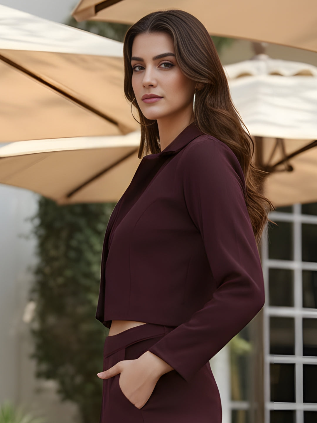 Wine Crop Blazer for Women | Stylish wine Blazer for Party & Casual Wear