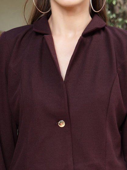 Sera Women Solid Long Sleeves Mandarin Collar Co-ord-Set