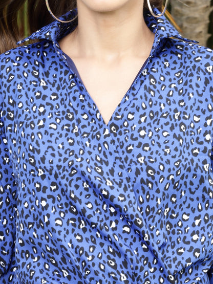 Sera WomenAnimal Shirt Collar Crop Tops