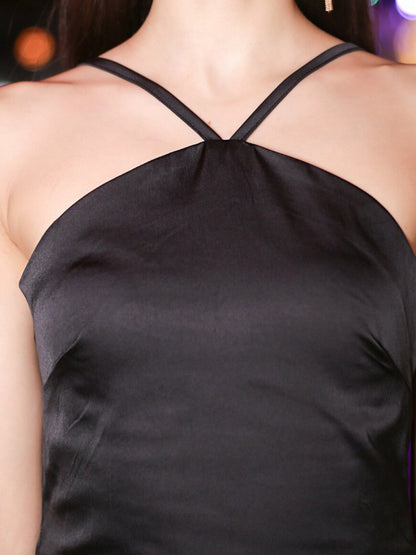 Satin Halter Neck Party Dress