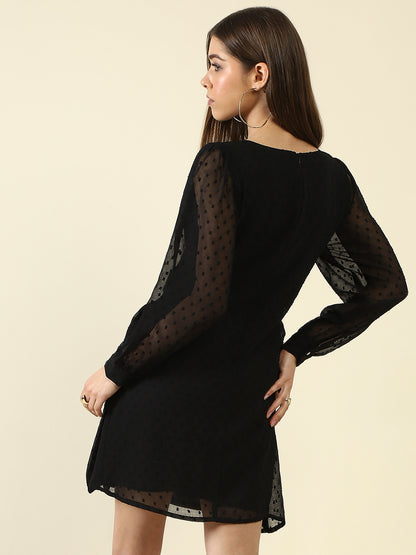 Black Solid Mini Dress