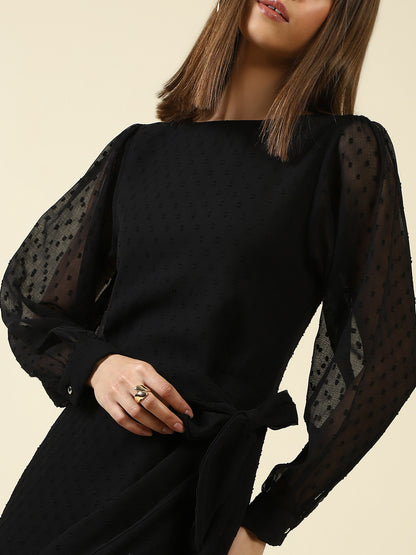 Black Solid Mini Dress
