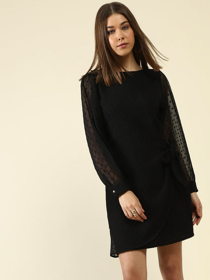Black Solid Mini Dress