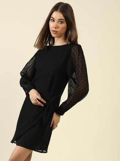 Black Solid Mini Dress