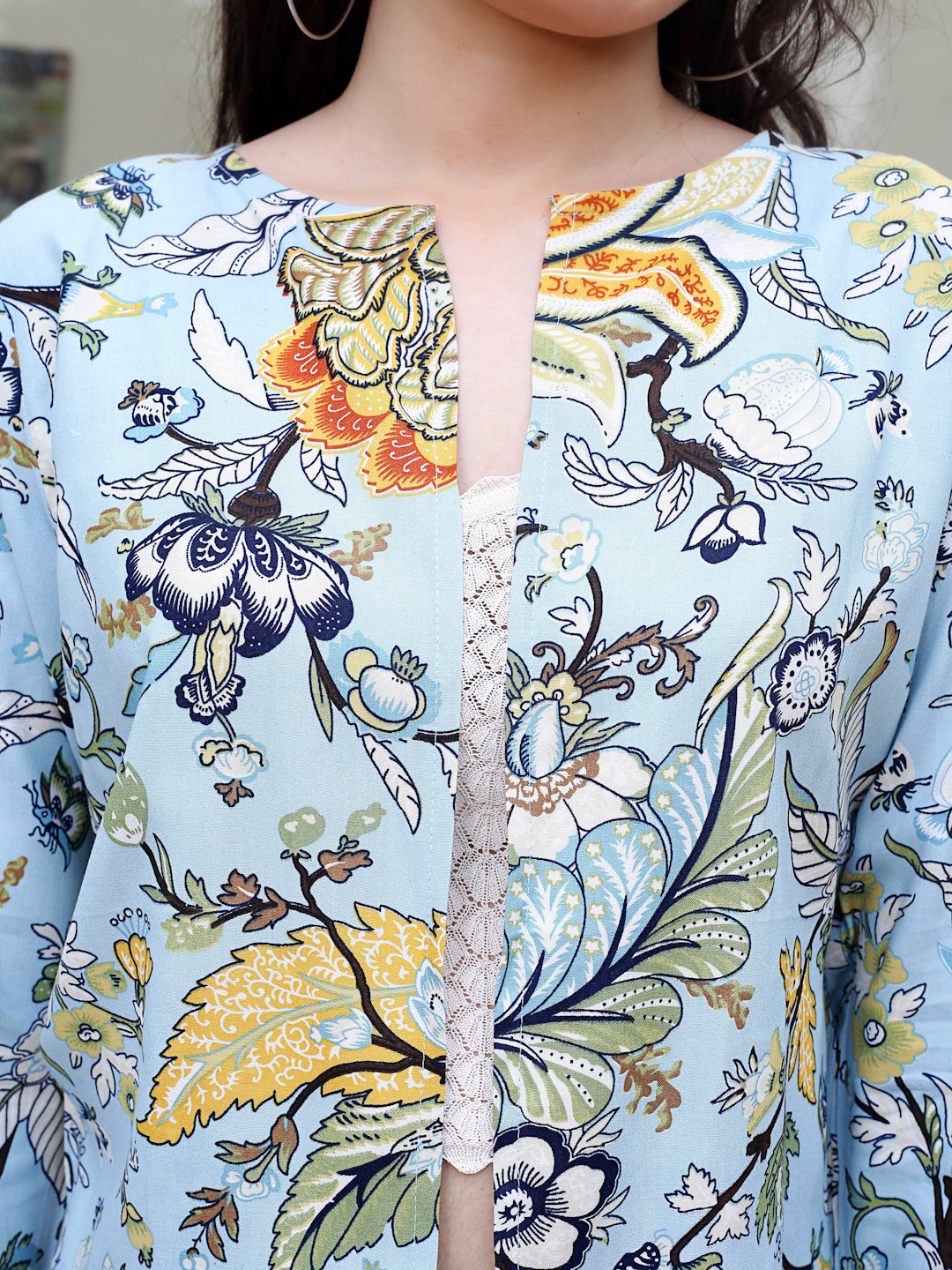Aqua Floral Crop Shrug