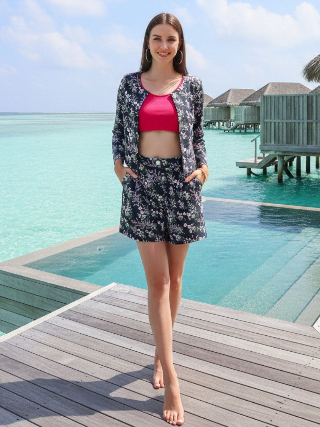 Sera Printed Long Sleeves Bohemian Crop Shrug