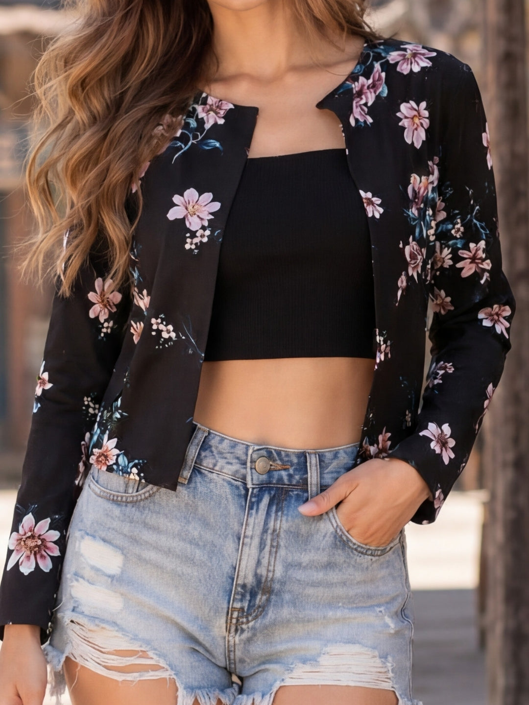 Crepe Open Front Shrug