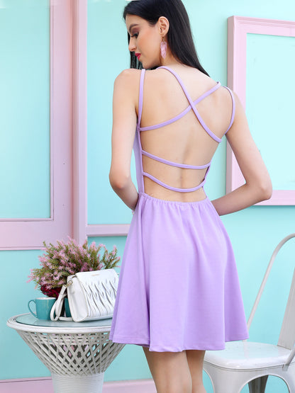 Mauve solid Mini Dress