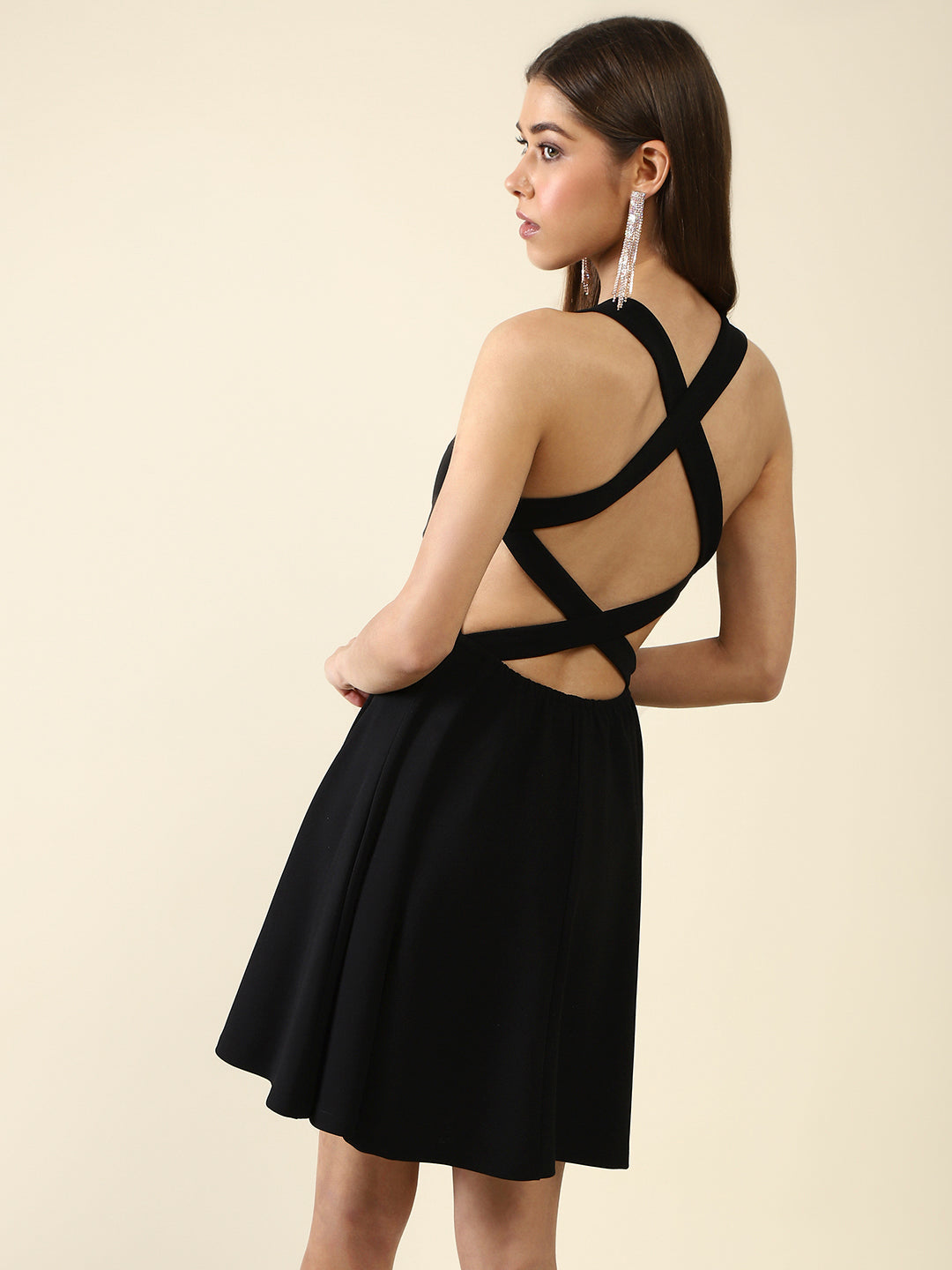 Black Solid Mini Dress