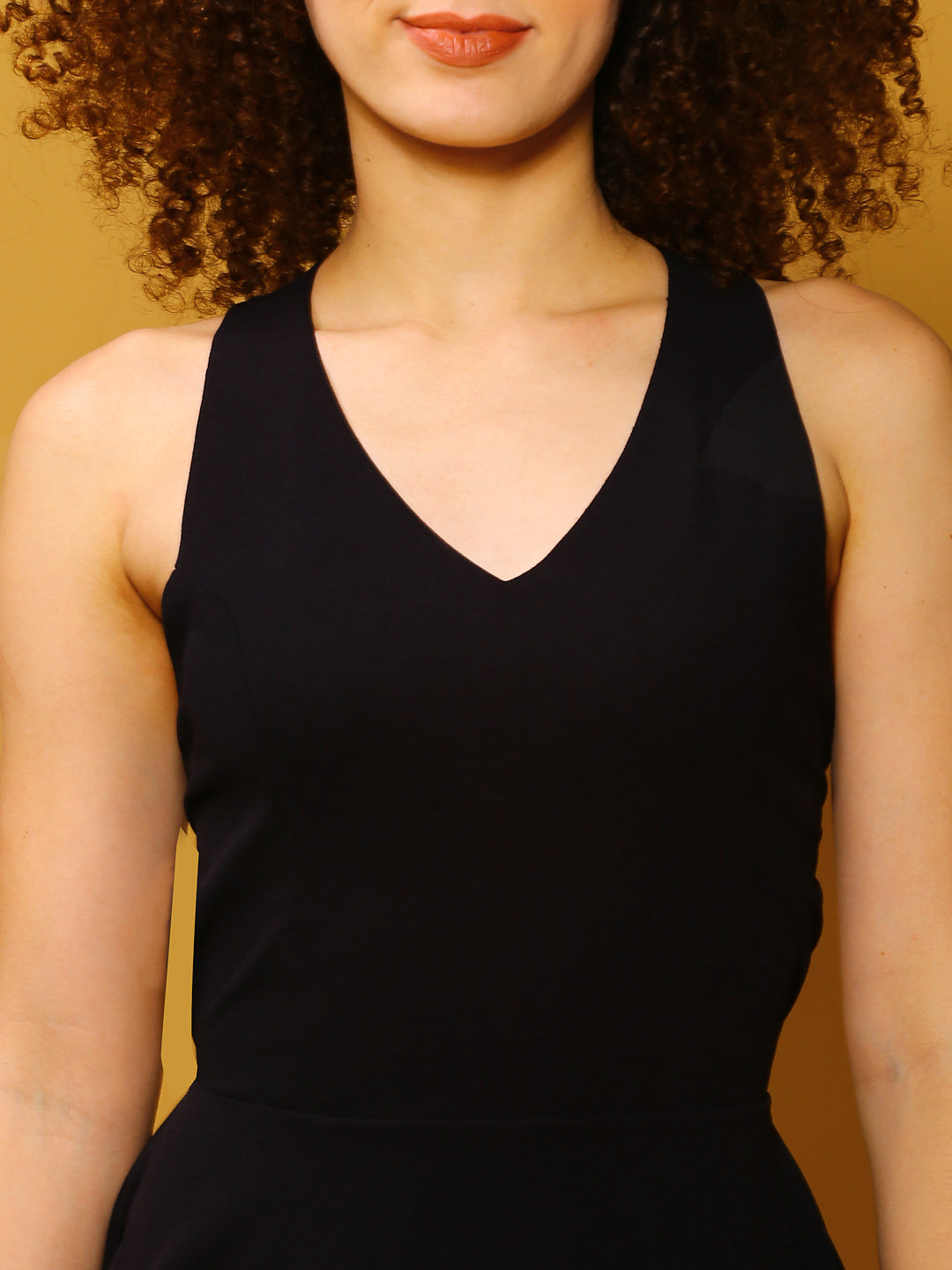 Black Solid Mini Dress