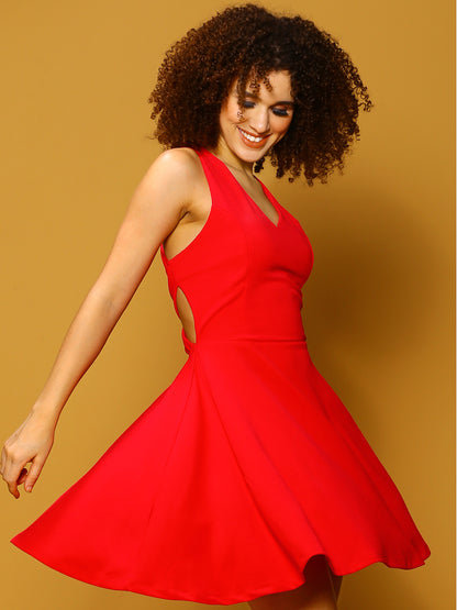 Fushia Solid Mini Dress