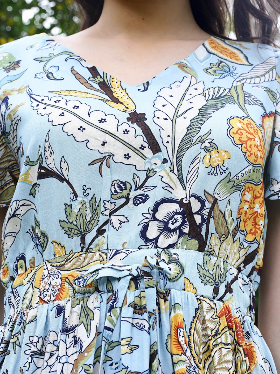 Aqua Fit and Flare Bohemian Print Dress