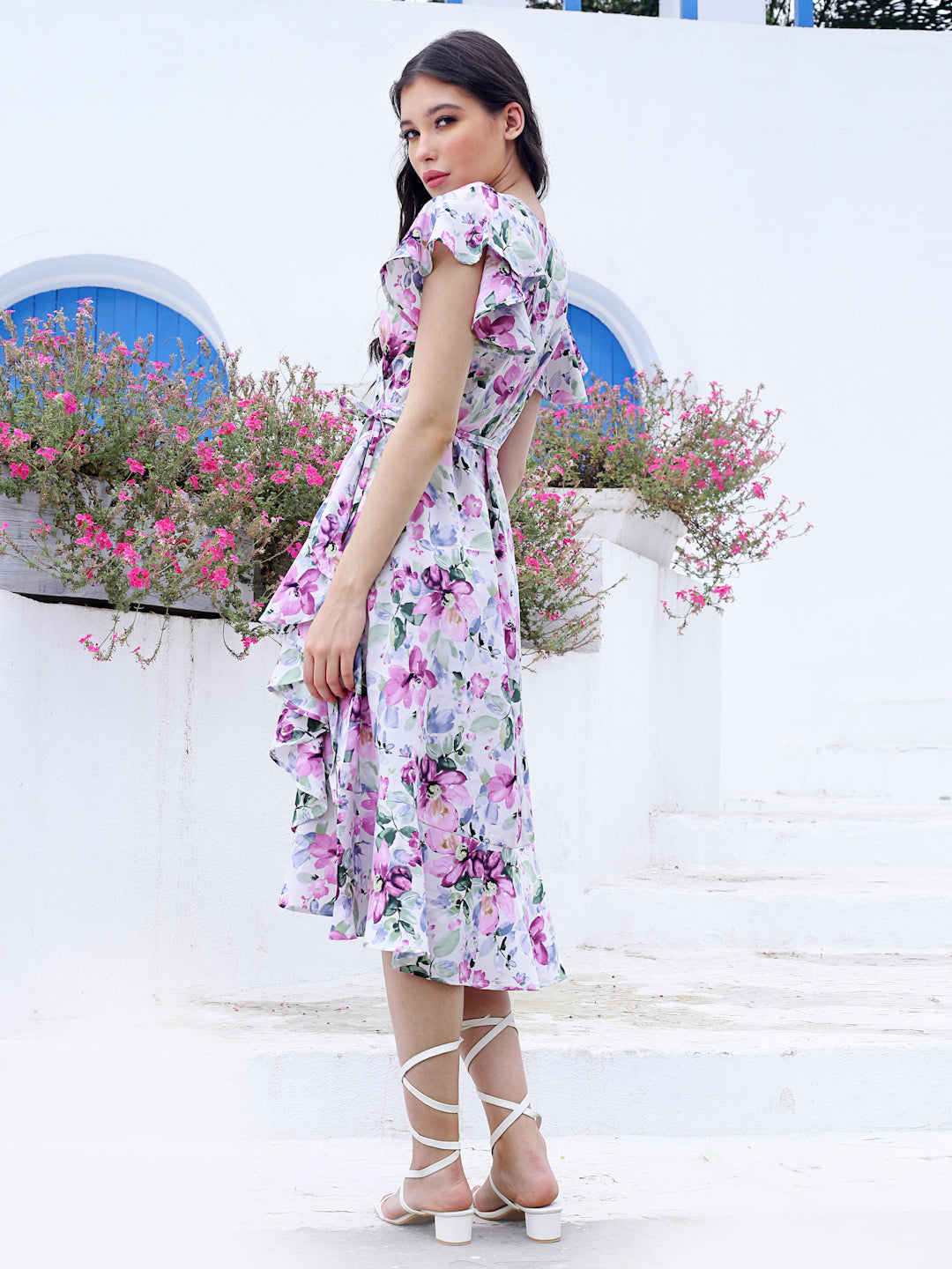 Offwhite Floral Midi Dress