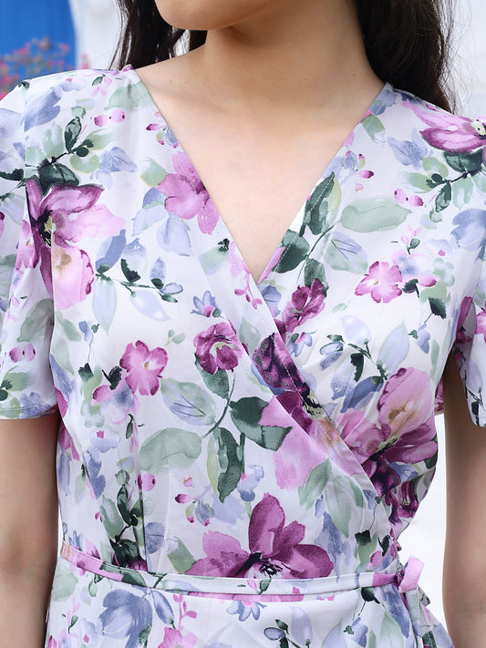 Offwhite Floral Midi Dress