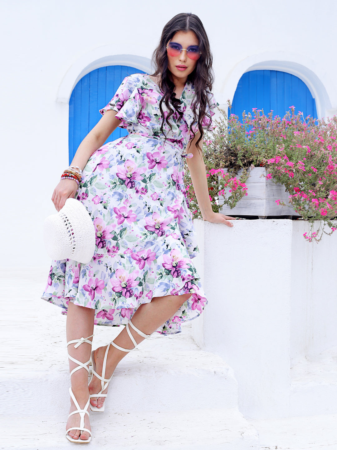 Offwhite Floral Midi Dress