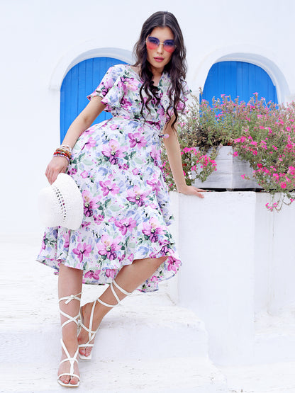 Offwhite Floral Midi Dress