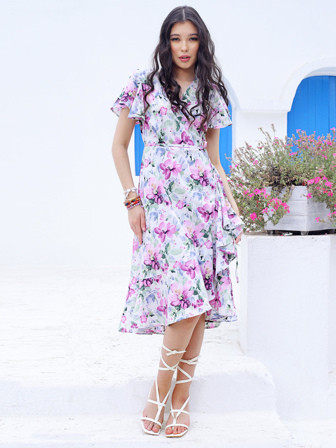 Offwhite Floral Midi Dress