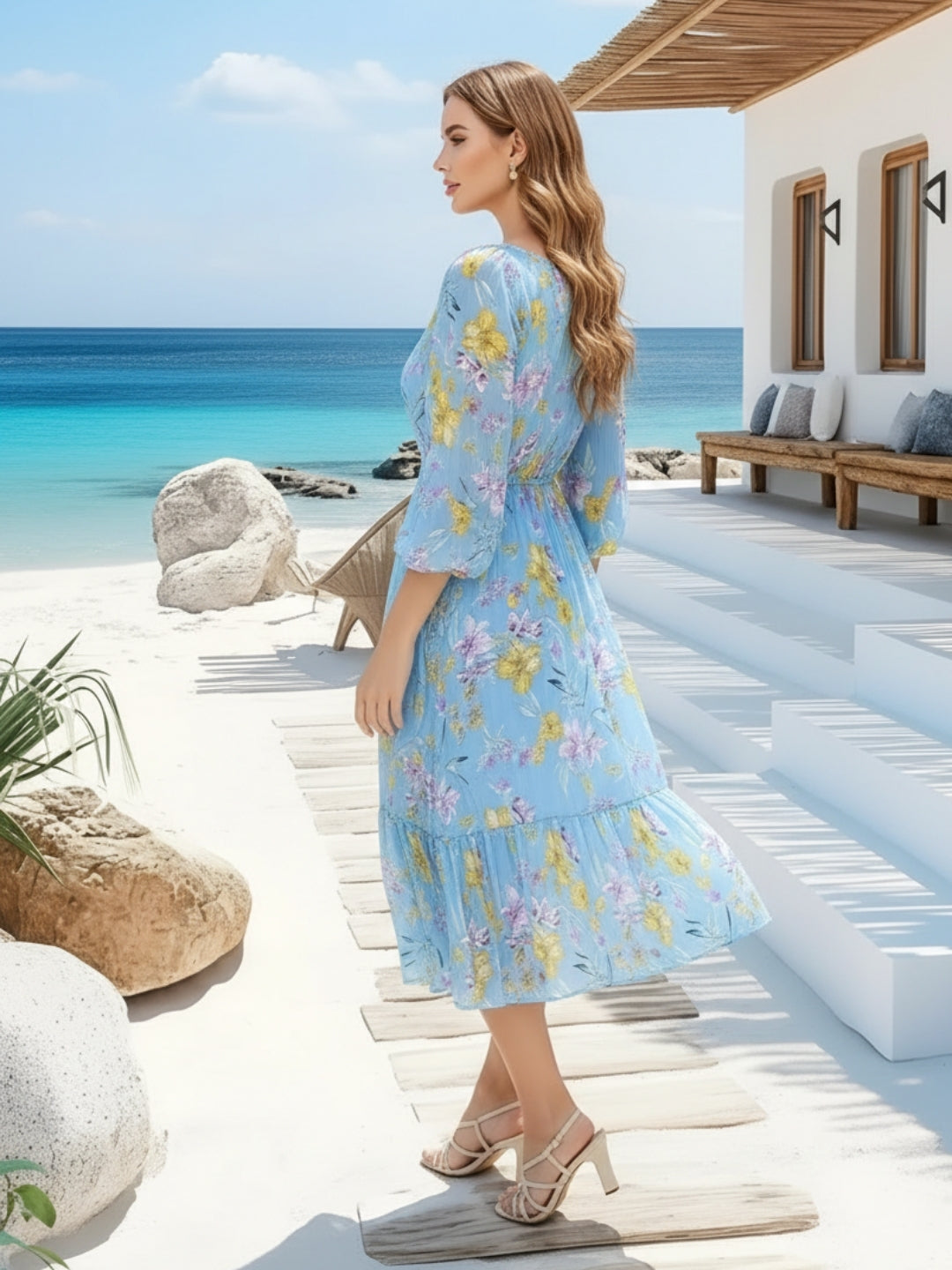 Leight weight flowy Pastel Bloom Vibe Check Twirling Dress
