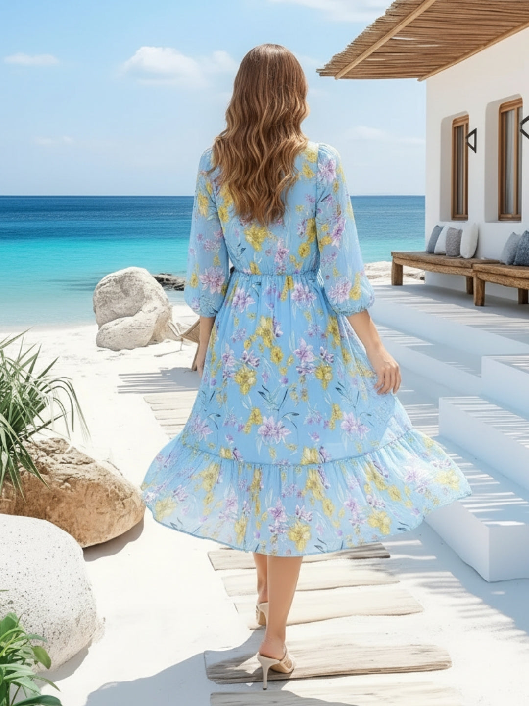 Leight weight flowy Pastel Bloom Vibe Check Twirling Dress