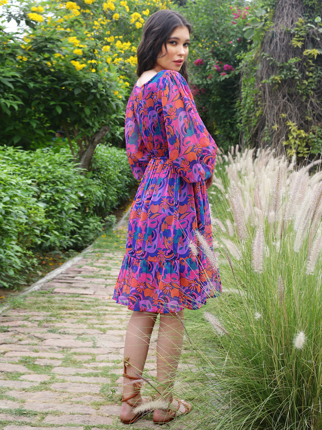 Multi Floral Knee  Dress