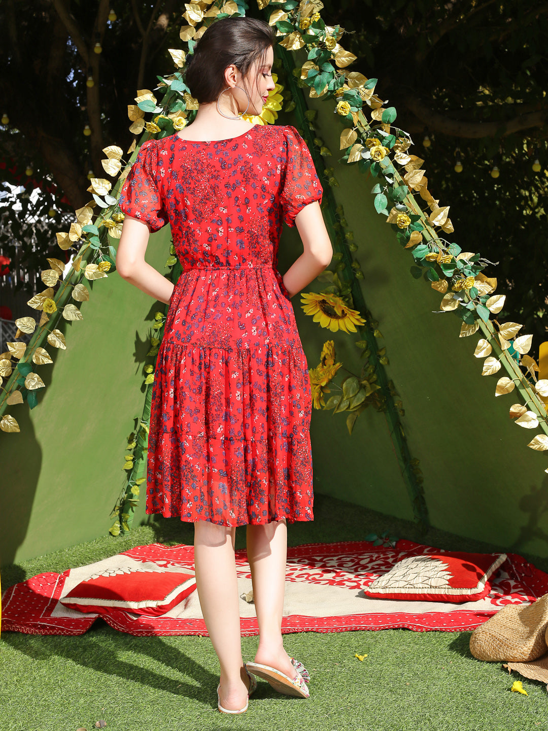 Red floral Mini Dress