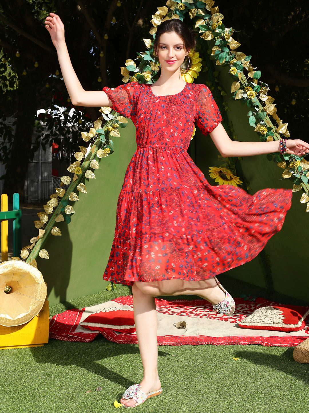 Red floral Mini Dress