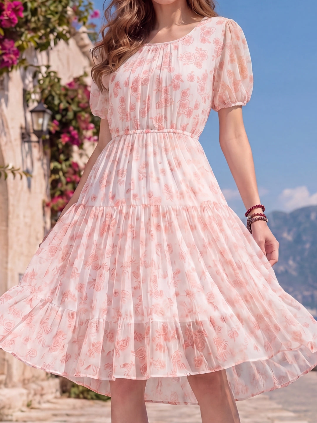 Chiffon Tie and Dye knee Dress